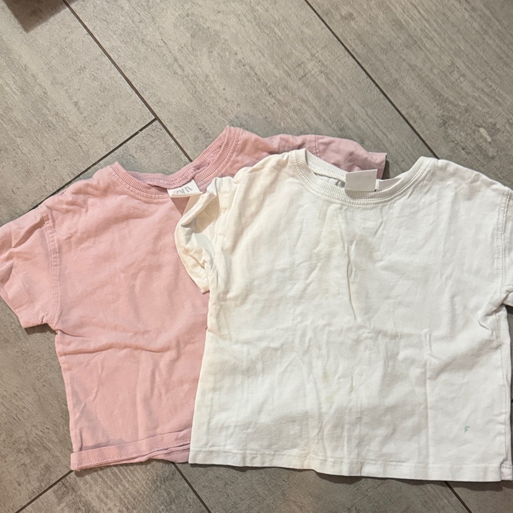 Zara Kids Short Sleeve Tees in Pink and White